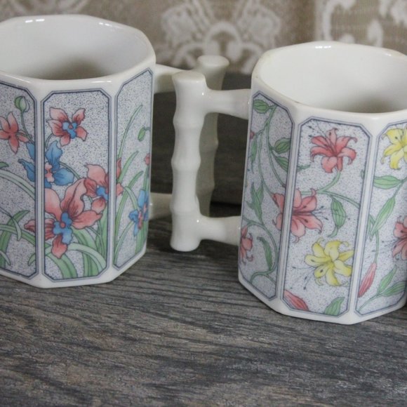 Five Takahashi Vintage Floral Vine Octagonal Cups-KL1B - Picture 6 of 6